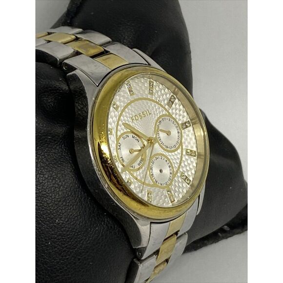 Fossil BQ1564 Unisex Two Tone Stainless Steel Analog Silver Dial Watch XX523 - Picture 5 of 12